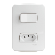 Conjunto 1 Interruptor Simples + 1 Tomada 2P+T 10A 250V Miluz S3B69030 Schneider