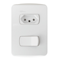 Conjunto 1 Interruptor Simples + 1 Tomada 2P+T 10A 250V Miluz S3B69030 Schneider