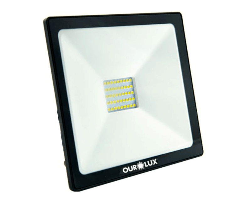 Refletor de LED Alumínio Preto Ip65 50W Biv 6500K Superled 3265 Ourolux