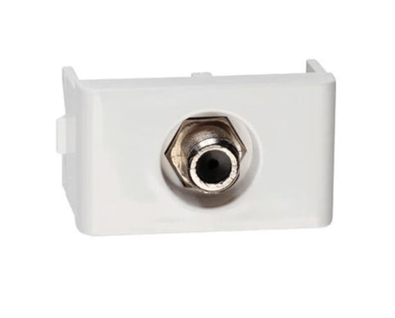 Módulo Tomada Cabo Coaxial Tv (Padrao) Embutida 1 Módulo Branca Orion Schneider - Dimensional | Produto na posição frontal e vertical