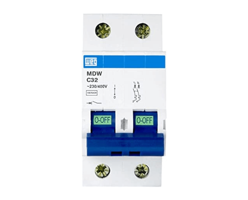 Disjuntor Mini Bipolar 50A 440VCA/250Vcc WEG | Dimensional - Imagem ampliada do produto.