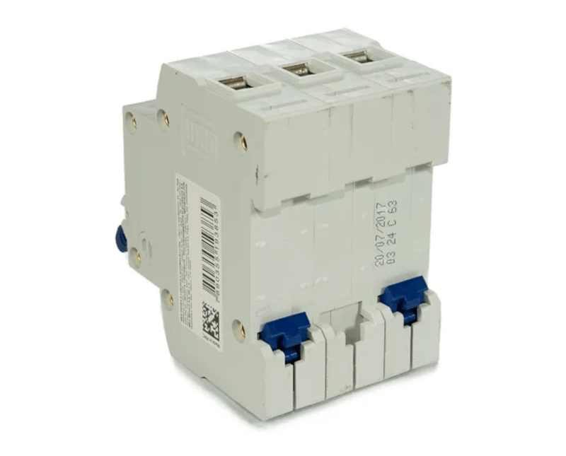Disjuntor Mini Tripolar 63a 440VCA/250vcc C - Diagonal Esquerda