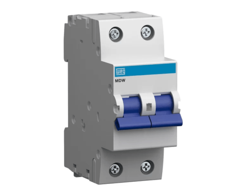Disjuntor Mini Bipolar 2a 440VCA/250vcc C 3KA | Diagonal Direita