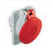 Tomada Embutir Femea 2P+T 16A 130V Amarela 4H Ip67 P489124 Palazzoli
