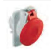 Tomada Embutir Femea 2P+T 16A 130V Amarela 4H Ip67 P489124 Palazzoli