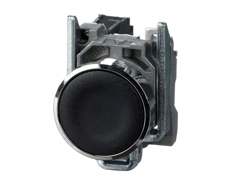 Botão Redondo Metálico Preto 22mm 1NA Impulso XB4BA21 Schneider | Dimensional - Imagem ampliada do botão levemente para a direita