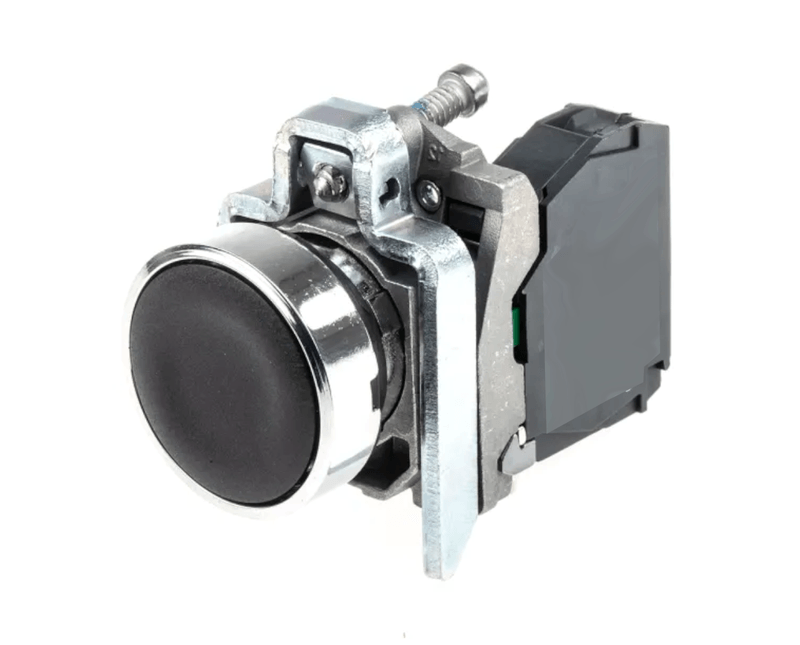 Botão Redondo Metálico Preto 22mm 1NA Impulso XB4BA21 Schneider | Dimensional - Imagemampliada do botão posicionado para a direita