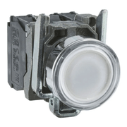 Botão Iluminado Redondo Metálico Branco 22mm 24V LED Integrado XB4BW31B5 Schneider