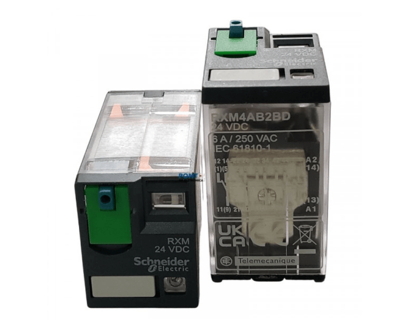 Relé Industrial Plug-In Luminoso 24 Vcc 4 Na+4 Nf Schneider | imagem de dois rele industrial