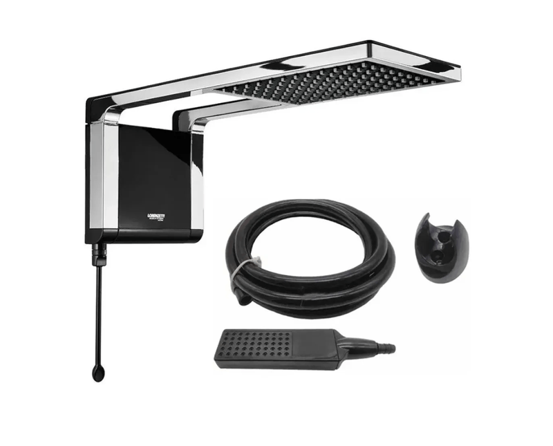 Chuveiro 5500 W 127v Preto/Cromado Acqua Storm Ultra - 7510056 - Lorenzetti - Dimensional | Produto e acessórios