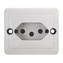 Tomada Predial Sobrepor Cinza 2 Polos+Terra 10a 250v Retangular 1713010 Lorenzetti