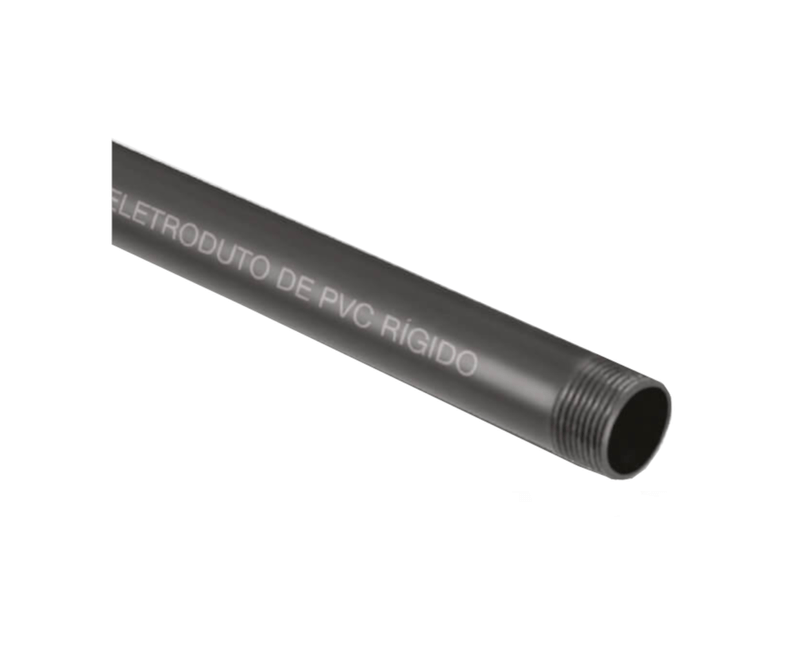 Eletroduto Rigido Não Metálico PVC Preto Bsp 1" - Tigre | Imagem ilustrativa, duas peça ampliada com diferença de tamanho, virado para a esquerda.