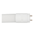 Lâmpada LED T8 Tubular G13 6500K Luz Branca Fria Bivolt 9W | Detalhes produto embalado em posição horizontal com inclinação para a direita