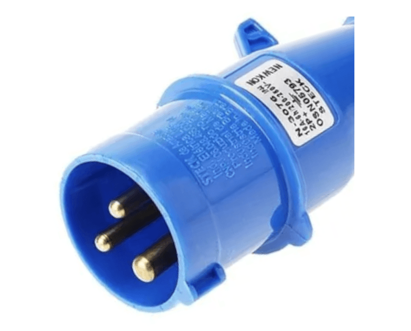 Plugue Energia Industrial Macho 2 Polos 220/240V Azul Steck | imagem para a direito ampliada