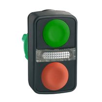 Frontal Botão Comando Iluminado Duplo Verde/Vermelho 22 Mm ZB5AW7A3740 Schneider