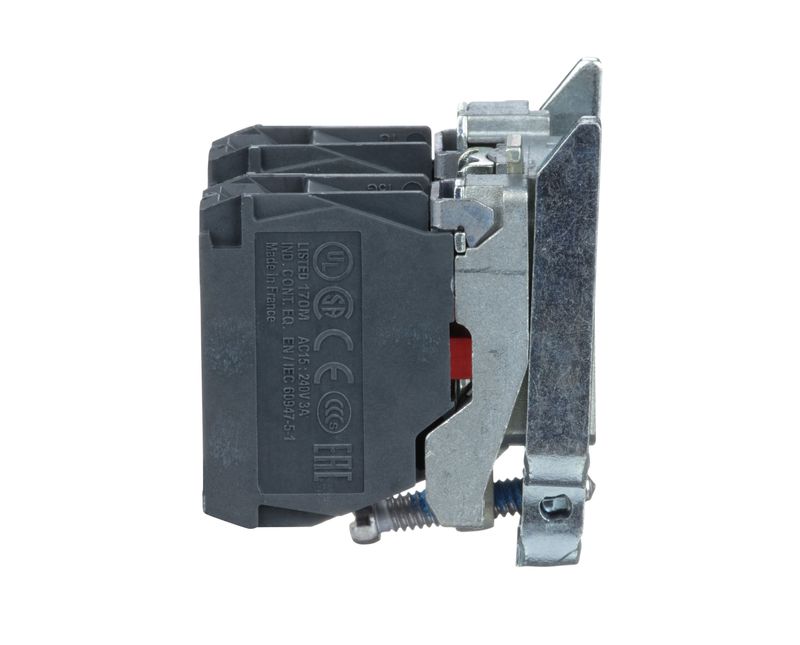 Corpo Bloco Comando Contato Metálico 22mm 2NF ZB4BZ104 Schneider - Dimensional | Produto na lateral para direita