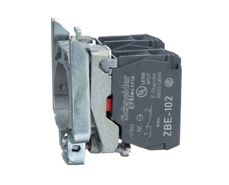 Corpo Bloco Comando Contato Metálico 22mm 2NF ZB4BZ104 Schneider - Dimensional |Produto na lateral para esquerda