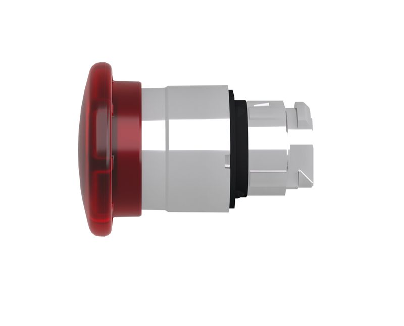 Frontal Botao Comando Iluminado Cogumelo 40 Mm Metalico Vermelho