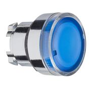 Frontal Botao Comando Iluminado Redondo Metalico Azul 22 Mm ZB4BW36 Schneider
