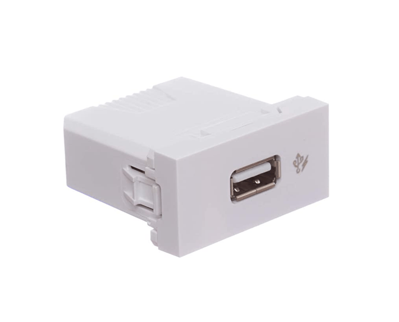 Módulo Tomada Carregador USB Embutida Branco 1 Módulo Orion | Diagonal direita do produto