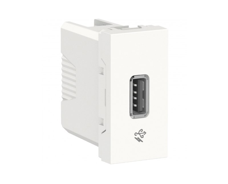 Módulo Tomada Carregador USB Embutida Branco 1 Módulo Orion | Diagonal direita do produto em posição horizontal