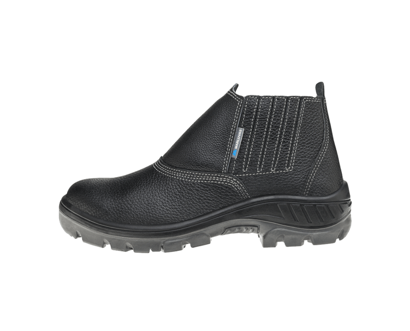 Bota Elástico Bidensidade Bico Plástico Preta - Lateral Esquerda