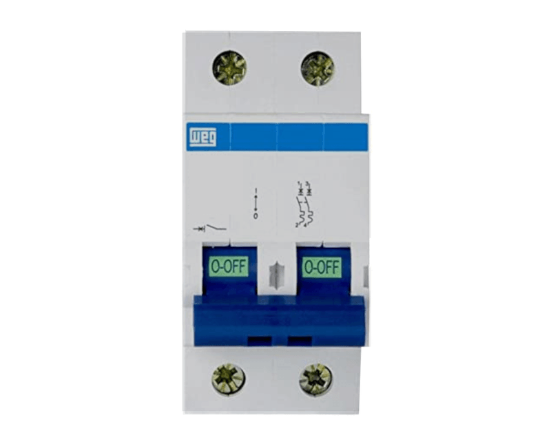 Disjuntor Mini Bipolar 20a 440VCA/250vcc - WEG | Atrás