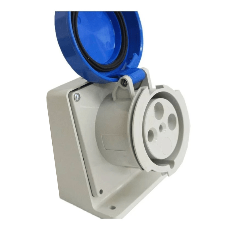 Tomada Industrial de Embutir com tampa Amarelo 2P+T 20A 250V