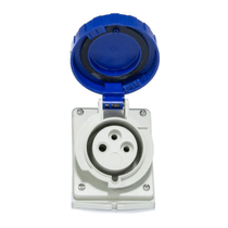 Tomada Industrial Não Metálica Embutir Plástico Fêmea Bipolar Terra 10A 250V Azul Quasar S8640 Steck