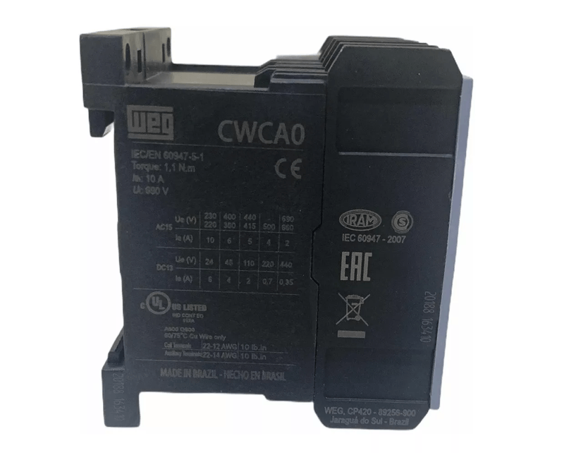 Contator Auxiliar 24VCC WEG | Dimensional - Imagem do lado esquerdo