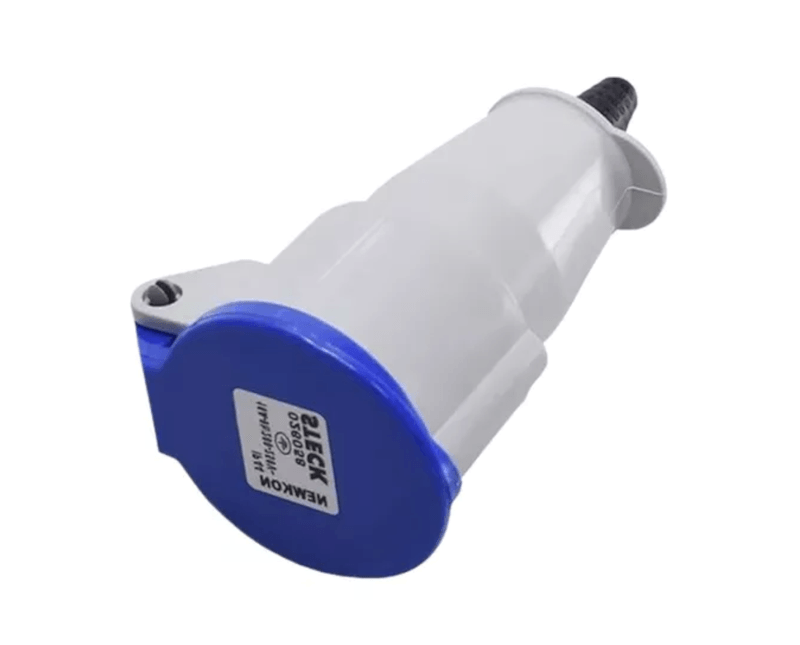 Tomada Industrial Extensão Fêmea Bipolar 220/240V Azul Steck | Imagem deitada para a  esquerda
