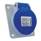 Tomada Industrial Não Metálica Embutir Fêmea Bipolar Terra 16A 220240V Azul N3046 Steck