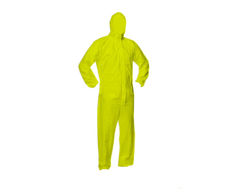 Macacão Tnt Amarelo Com Capa e Zíper Tamanho M MICROCHEM3000 Ansell | Imagem ilustrativa - Posição frontal virado para esquerda