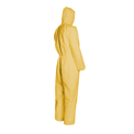 Macacao Tnt Amarelo Com Capuz Tamanho GG MICROCHEM300,0 Ansell - Dimensional | Produto na posição lateral traseira