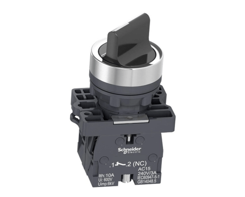 Comutador Knob Curto 2 Posições Preto 22mm  Schneider - Imagem para a esquerda