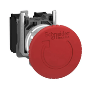 Botão Cogumelo Giratorio 40mm Metálico Vermelho 22mm 1NA+1NF XB4BS8445 Schneider