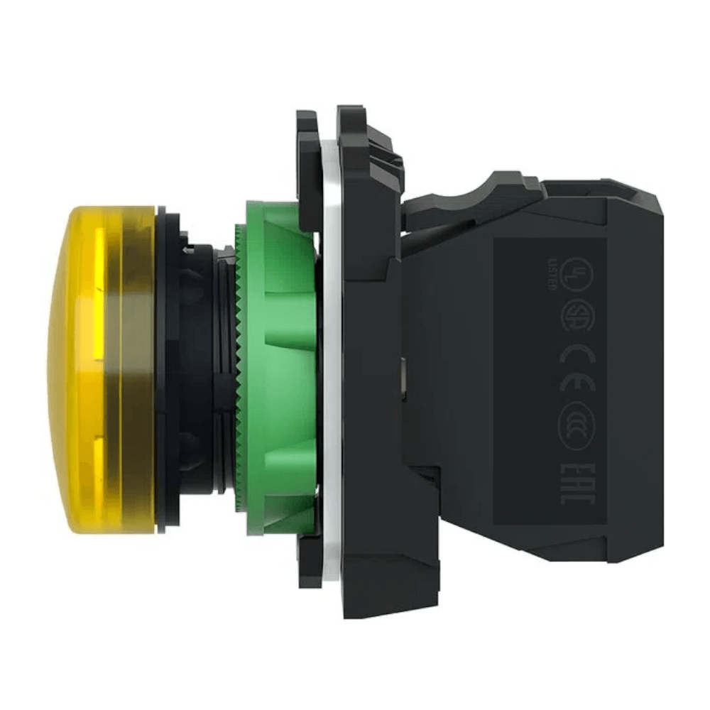 Botão Iluminado Redondo Plástico Amarelo 22Mm 24V Integrado Schneider ...