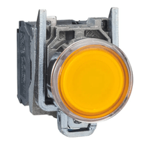 Botão Iluminado Redondo Metálico Amarelo 22mm 24V Integrado XB4BW35B5 Schneider