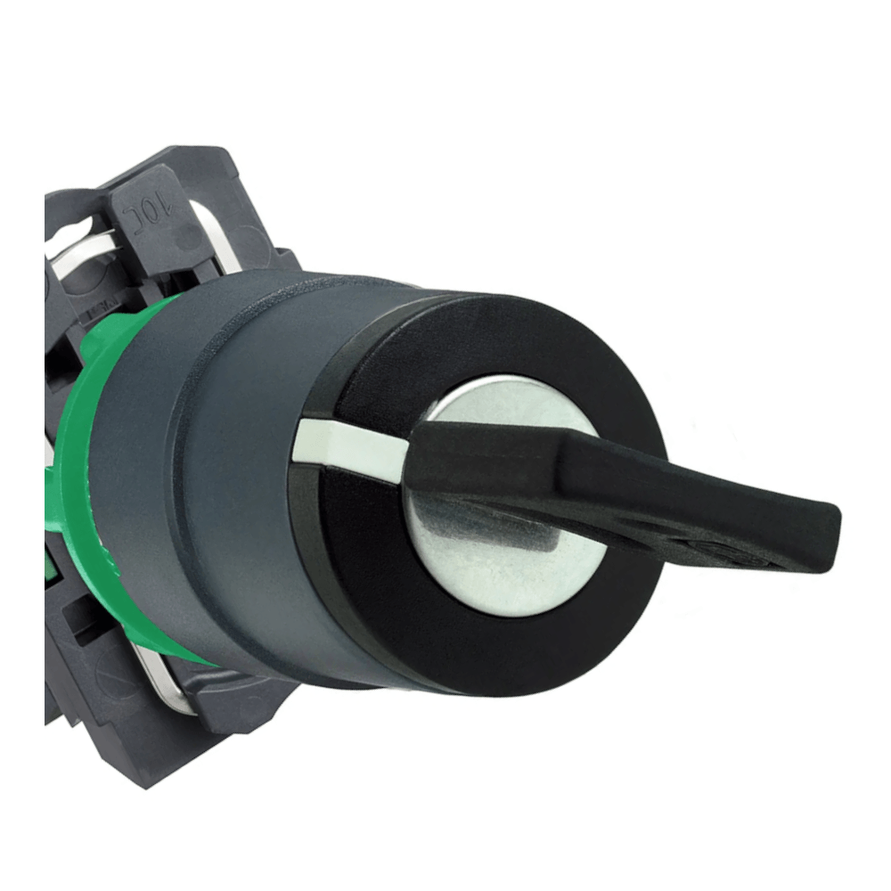 Comutador Knob Curto 3 Posições Com Retorno Preto 22Mm 45 Graus
