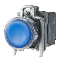 Botão Iluminado Redondo Metálico Azul 22mm 24V Integrado XB4BW36B5 Schneider