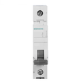 Disjuntor Mini Monopolar 6a 220/380VCA C 10KA Siemens | Imagem ilustrativa, Peça ampliada da frente, posicionada para a esquerda.