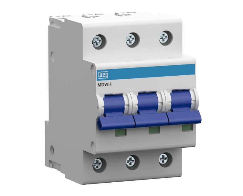 Disjuntor Mini Tripolar 20A 400VCA/250VCC B 10KA Mdwh Mdwhb203 Weg ...