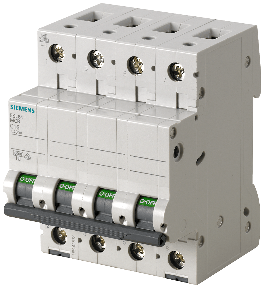 Disjuntor Mini Tetrapolar 50A 220/380VCA C 6KA Sentron 5Sl64507Mb