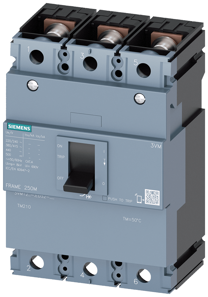 Disjuntor Caixa Moldada Tripolar Térmico/Magnético Fixos 380VCA