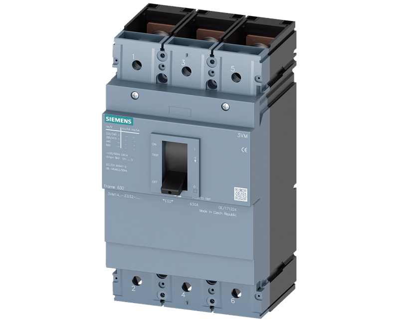 Disjuntor Caixa Moldada Tripolar Termomagnético Fixo 415VCA 630A