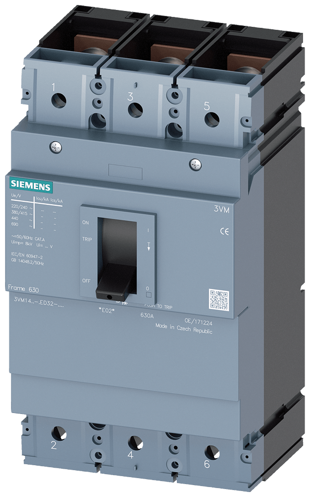 Disjuntor Caixa Moldada Tripolar Térmico/Magnético Fixos 380VCA