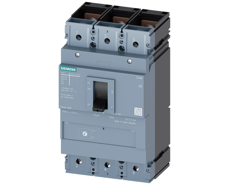 Disjuntor Caixa Moldada Tripolar Termomagnético Fixo 415VCA 630A