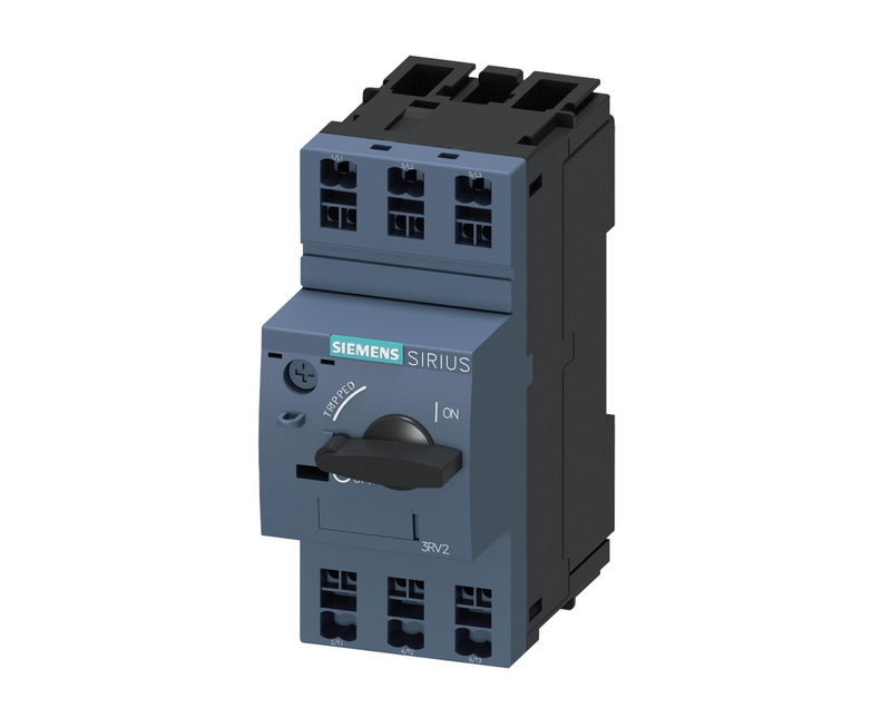 Disjuntor Motor tripolar 16A 690V 4Ka - Siemens | Dimensional. Peça ampliada levemente para a direita. Imagens ilustrativas
