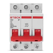 Disjuntor Mini Tripolar 2A Curva C 6KA SDZD63C02 Steck