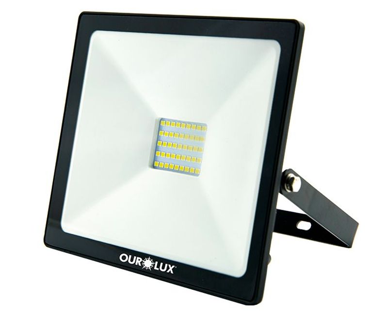 Refletor de LED Alumínio Preto Ip65 50W Biv 6500K Superled 3265 Ourolux